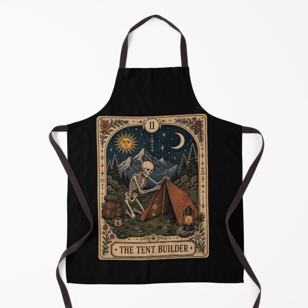 Item preview, The Tent Builder Tarot Art - Skeleton Backpacker Mountain Camper designed and sold by merchxwear.