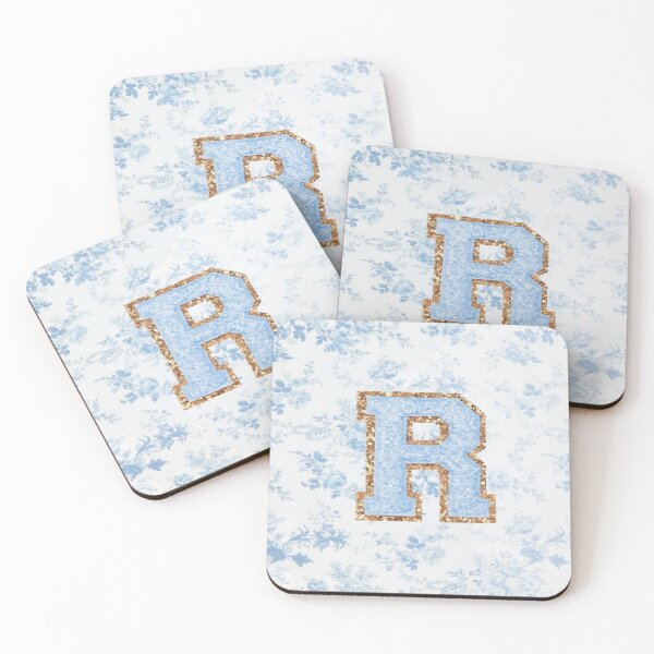 Item preview, Floral blue preppy glitter monogram letter prints R designed and sold by SimplebutSweet.