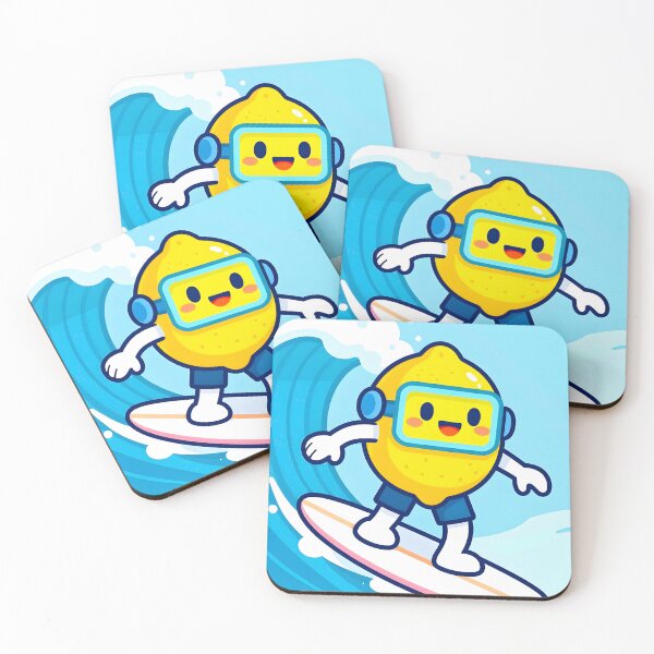 Item preview, Cute Surfing Lemon on Wave | Kawaii Cyber Summer Fruits designed and sold by Felia001.