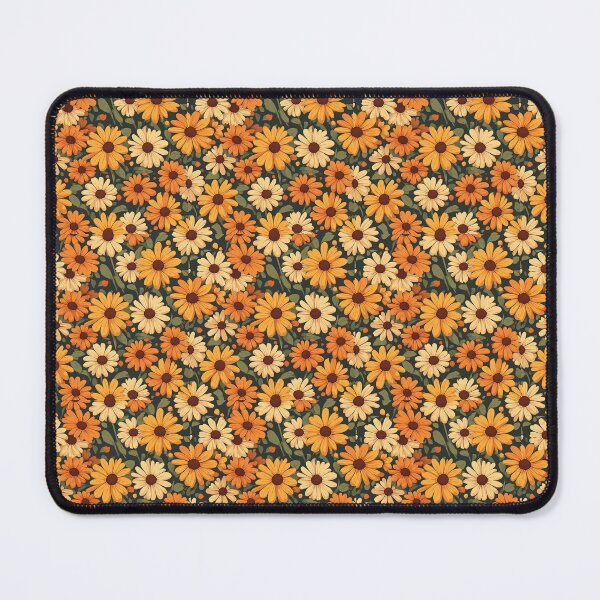Item preview, Retro 70s Floral Pattern - Vintage Burnt Orange & Mustard Yellow Flowers designed and sold by sea-waves.