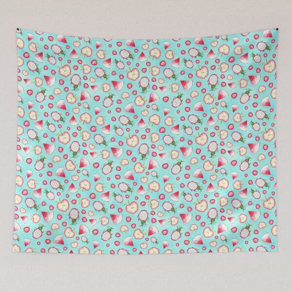 Item preview, Red Fruits on Blue Watercolor designed and sold by lisanganart.