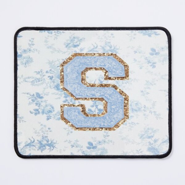 Item preview, Floral blue preppy glitter monogram letter prints S designed and sold by SimplebutSweet.