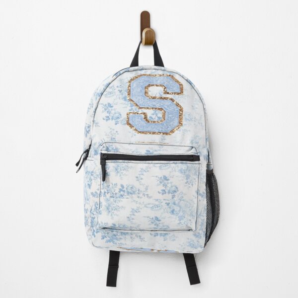 Item preview, Floral blue preppy glitter monogram letter prints S designed and sold by SimplebutSweet.