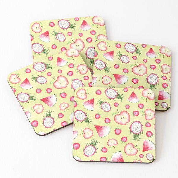 Item preview, Red Fruits on Yellow Watercolor designed and sold by lisanganart.