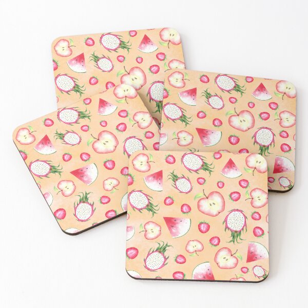 Item preview, Red Fruits on Peach Watercolor designed and sold by lisanganart.