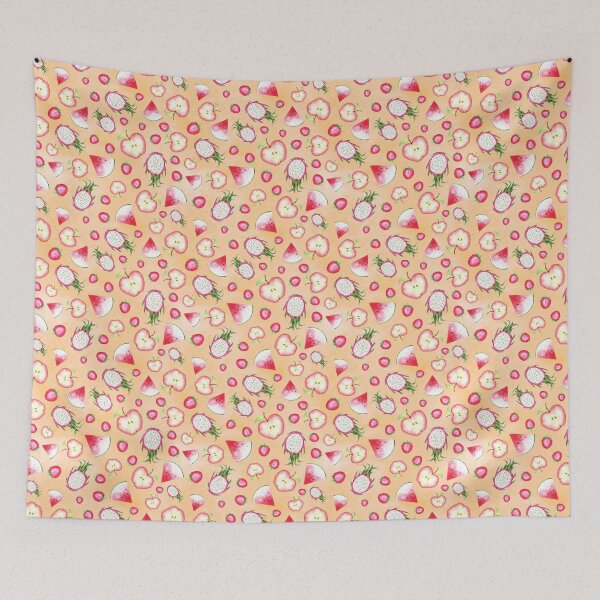 Item preview, Red Fruits on Peach Watercolor designed and sold by lisanganart.