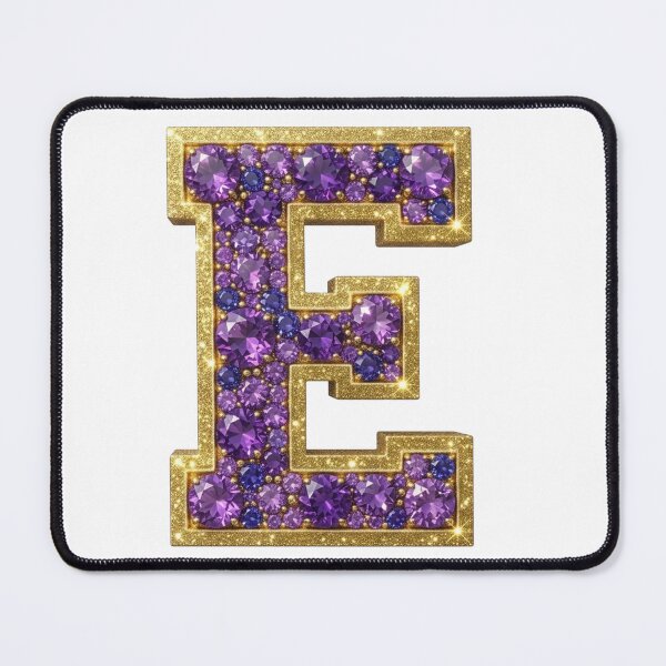 Item preview, Letter E with Purple & Gold Gemstones designed and sold by Rosy Images California.