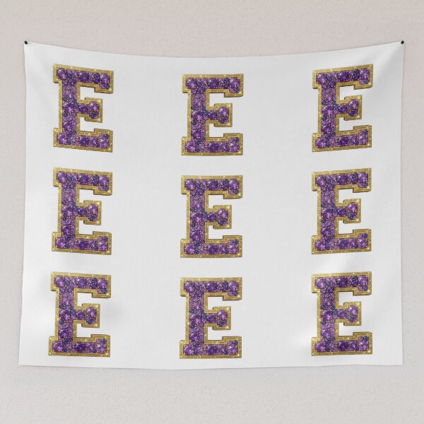 Item preview, Letter E with Purple & Gold Gemstones designed and sold by Rosy Images California.