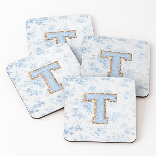 Item preview, Floral blue preppy glitter monogram letter prints T designed and sold by SimplebutSweet.