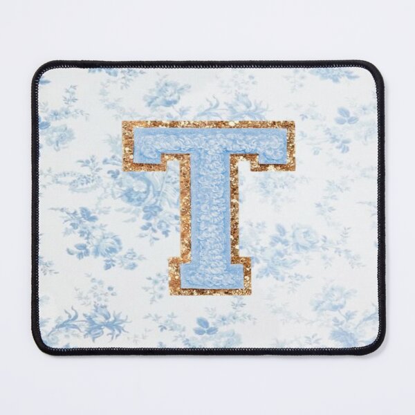 Item preview, Floral blue preppy glitter monogram letter prints T designed and sold by SimplebutSweet.