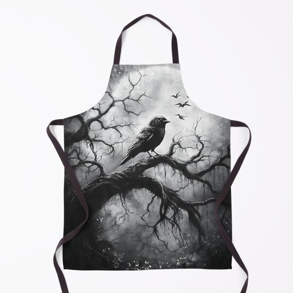 Item preview, Crow on Branch Full Moon Black and White Illustration designed and sold by Boddicca.