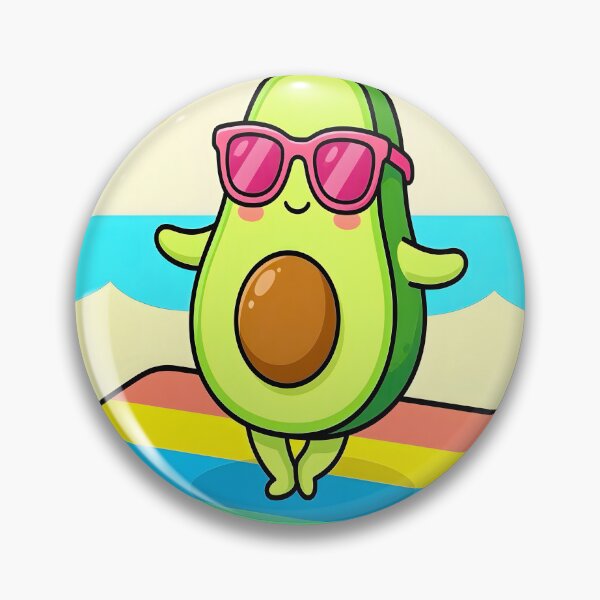 Item preview, Kawaii Avocado on Beach Towel | Summer Vacation Food Art designed and sold by Felia001.