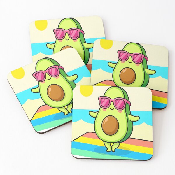 Item preview, Kawaii Avocado on Beach Towel | Summer Vacation Food Art designed and sold by Felia001.