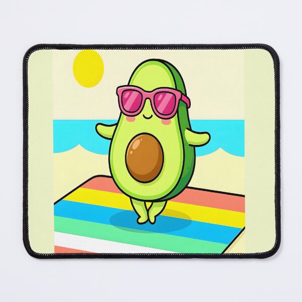Item preview, Kawaii Avocado on Beach Towel | Summer Vacation Food Art designed and sold by Felia001.