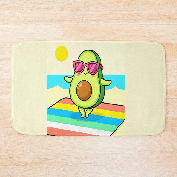 Item preview, Kawaii Avocado on Beach Towel | Summer Vacation Food Art designed and sold by Felia001.