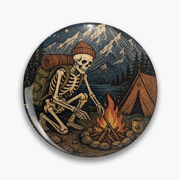 Item preview, The Camp Fire Tarot Art - Skeleton Backpacker Mountain Camper designed and sold by merchxwear.