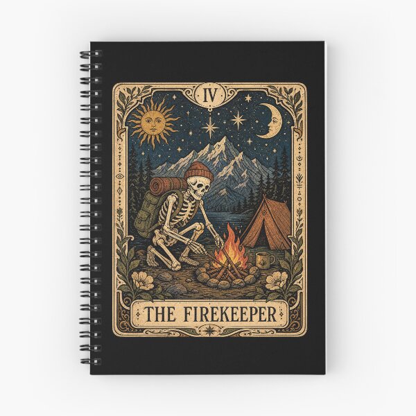 Item preview, The Camp Fire Tarot Art - Skeleton Backpacker Mountain Camper designed and sold by merchxwear.