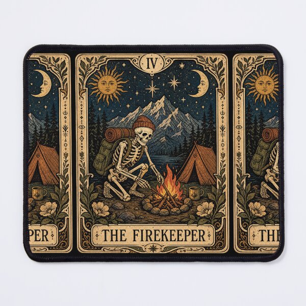 Item preview, The Camp Fire Tarot Art - Skeleton Backpacker Mountain Camper designed and sold by merchxwear.