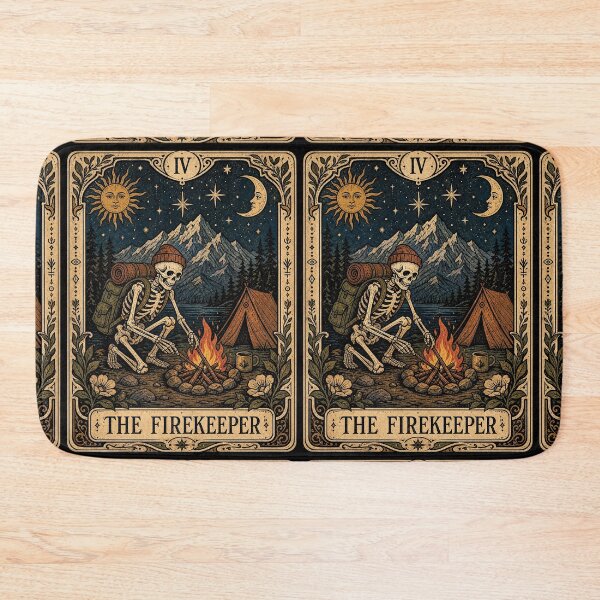 Item preview, The Camp Fire Tarot Art - Skeleton Backpacker Mountain Camper designed and sold by merchxwear.