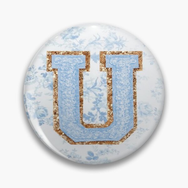 Item preview, Floral blue preppy glitter monogram letter prints U designed and sold by SimplebutSweet.