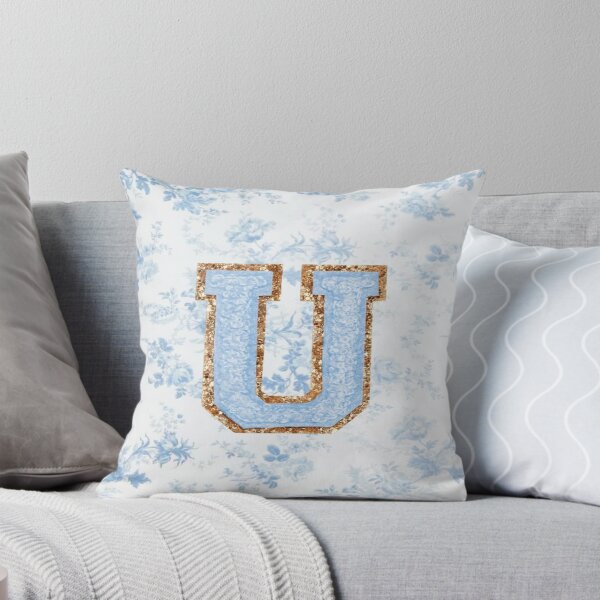 Item preview, Floral blue preppy glitter monogram letter prints U designed and sold by SimplebutSweet.