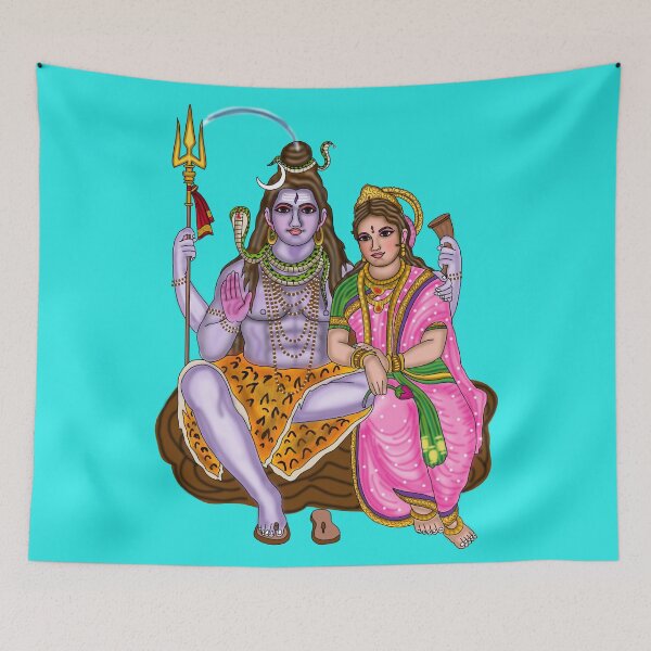Item preview, Lord Shiva and Goddess Parvati Artwork | Divine Hindu Couple Digital Drawing designed and sold by Harshit_Digital_Arts.