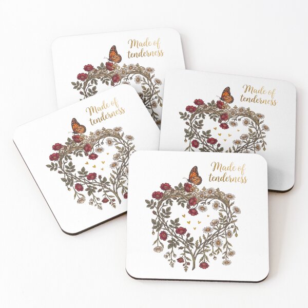 Item preview, Made of Tenderness Heart Red White Flowers Monarch Butterfly designed and sold by Good Vibes .