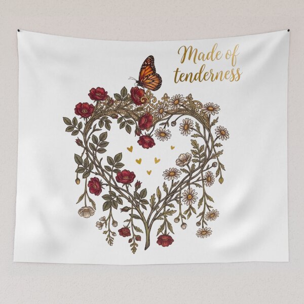 Item preview, Made of Tenderness Heart Red White Flowers Monarch Butterfly designed and sold by Good Vibes .
