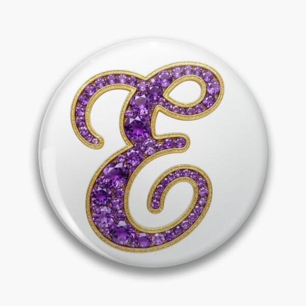 Item preview, Letter E Cursive Purple & Gold Gems designed and sold by Rosy Images California.