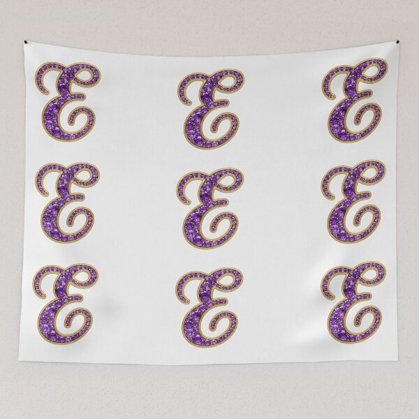 Item preview, Letter E Cursive Purple & Gold Gems designed and sold by Rosy Images California.