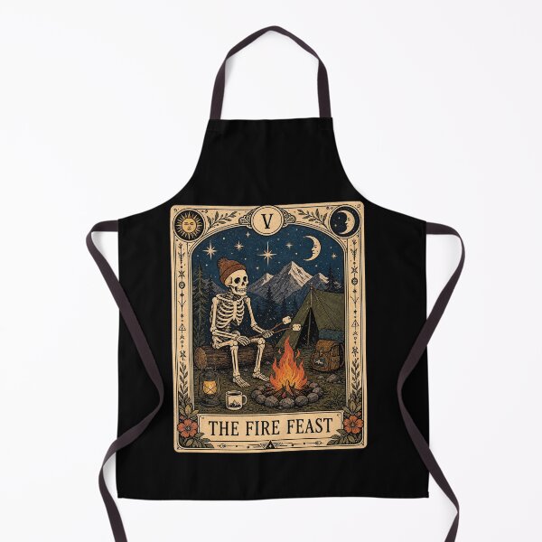 Item preview, Campfire Cooking S'mores Tarot Art - Skeleton Backpacker Mountain Camper designed and sold by merchxwear.