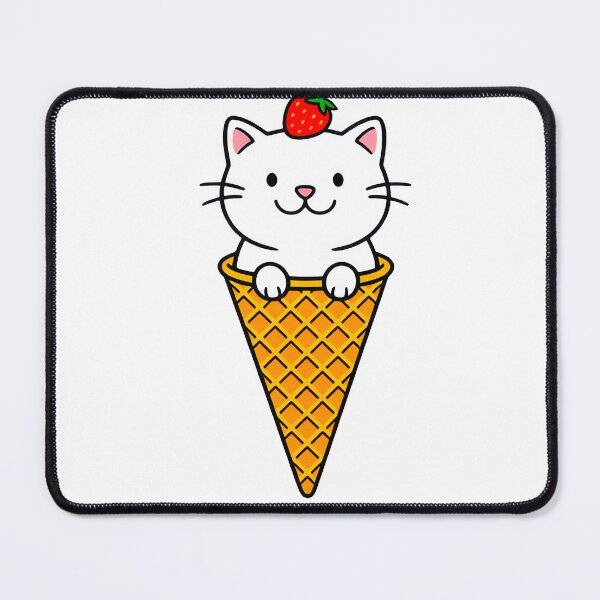 Item preview, Cute Kawaii Cat Ice Cream Cone | Strawberry Kitten Food Art designed and sold by Felia001.