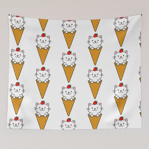 Item preview, Cute Kawaii Cat Ice Cream Cone | Strawberry Kitten Food Art designed and sold by Felia001.