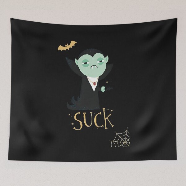 Item preview, Funny Vampire Coffee Sucks Cartoon designed and sold by DoodleVerseDark.