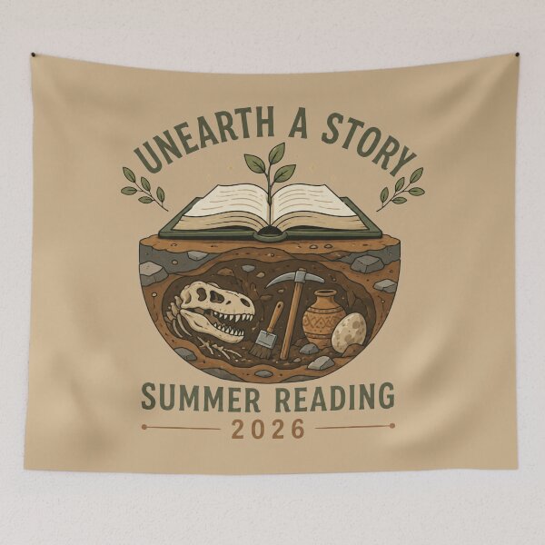 Item preview, Unearth A Story Paleontology Summer Reading designed and sold by bosamji.