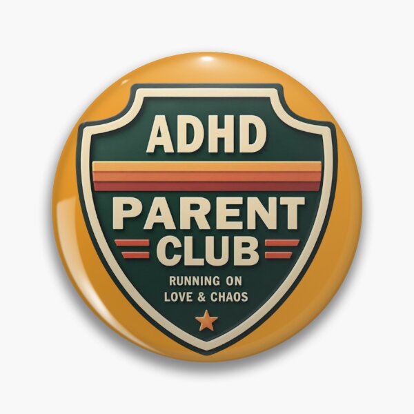 Item preview, ADHD Parent Club Running on Love & Chaos Retro Neurodivergent Parenting Design designed and sold by CollectionsJEm.