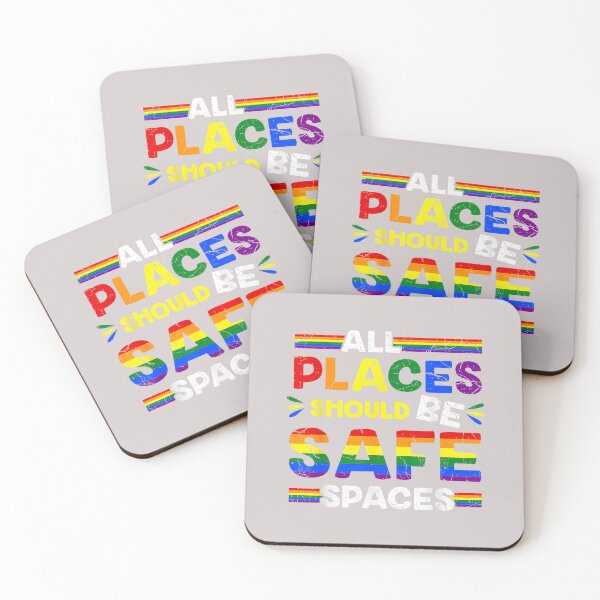 Item preview, All Spaces Safe LGBTQ Equality Rights Gay Pride Rainbow Flag designed and sold by MabelWells.