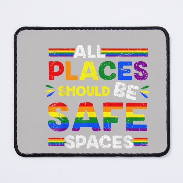 Item preview, All Spaces Safe LGBTQ Equality Rights Gay Pride Rainbow Flag designed and sold by MabelWells.