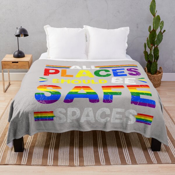 Item preview, All Spaces Safe LGBTQ Equality Rights Gay Pride Rainbow Flag designed and sold by MabelWells.