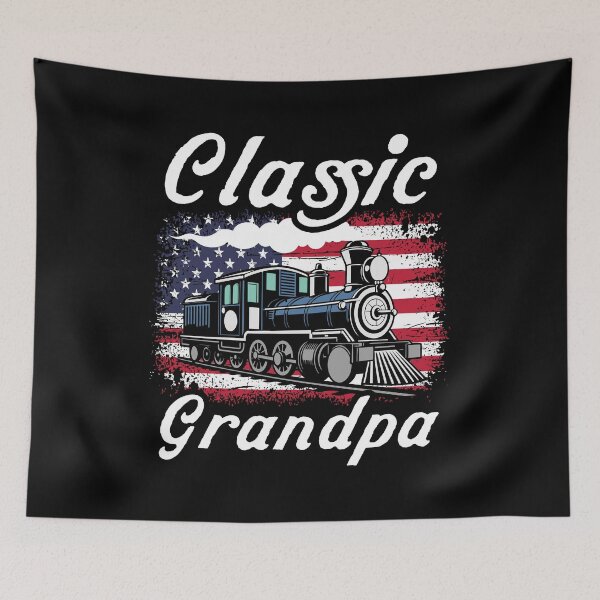 Item preview, Classic Grandpa Vintage Steam Locomotive American Flag designed and sold by Dmetalx Art Apparel.