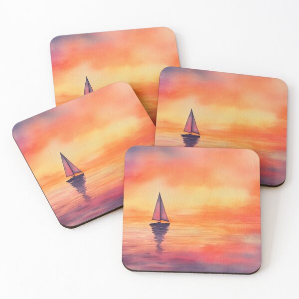 Item preview, Sunset Sailboat Wall Art | Coastal Watercolor Print | Ocean Serenity Decor designed and sold by GSizzle1.