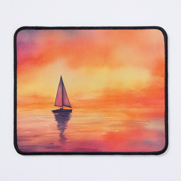 Item preview, Sunset Sailboat Wall Art | Coastal Watercolor Print | Ocean Serenity Decor designed and sold by GSizzle1.