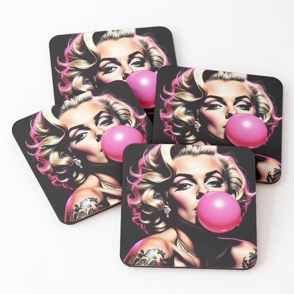 Item preview, Retro Blonde Bombshell Bubblegum Pin Up Girl with Tattoos designed and sold by SouthPrint.