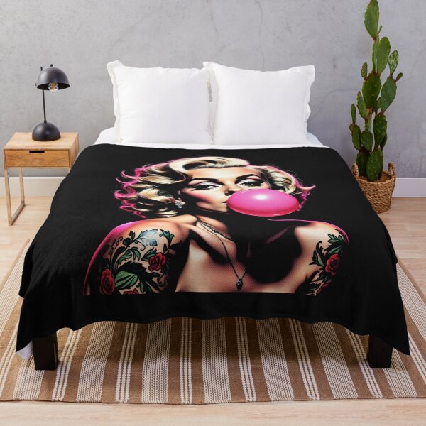 Item preview, Retro Blonde Bombshell Bubblegum Pin Up Girl with Tattoos designed and sold by SouthPrint.