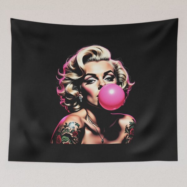 Item preview, Retro Blonde Bombshell Bubblegum Pin Up Girl with Tattoos designed and sold by SouthPrint.