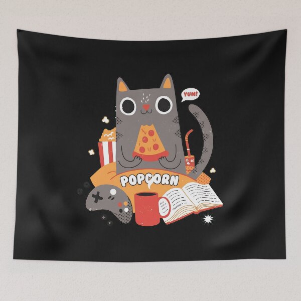 Item preview, Cozy Cat Gaming Pizza Reading Night designed and sold by DoodleVerseDark.