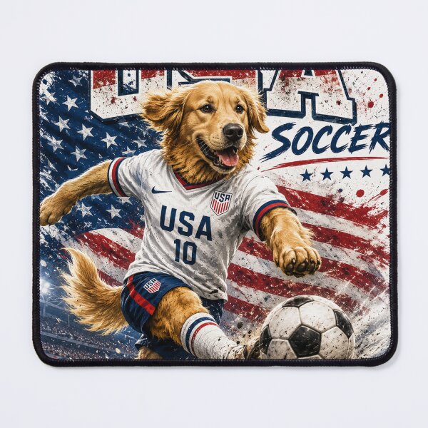 Item preview, USA Soccer Golden Retriever Backpack | Patriotic Dog Soccer Fan Art designed and sold by WhatASunShine.