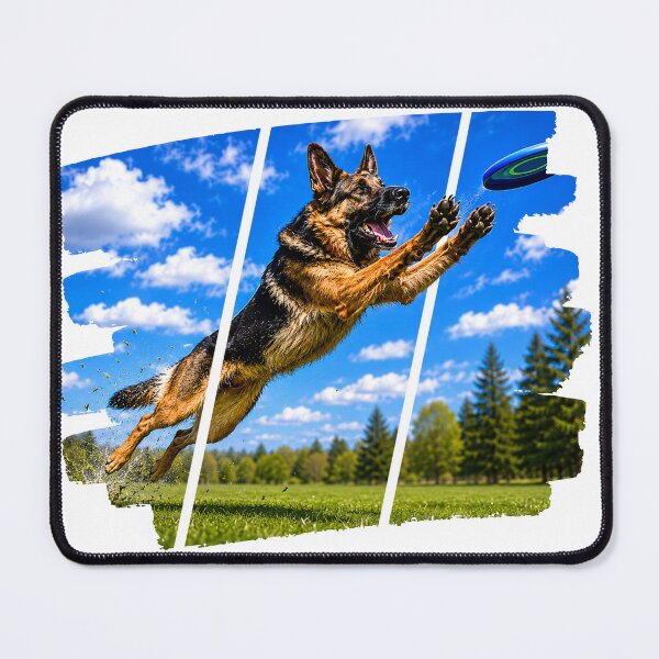 Item preview, German Shepherd Frisbee Catch – Action Packed Dog Art designed and sold by WhatASunShine.