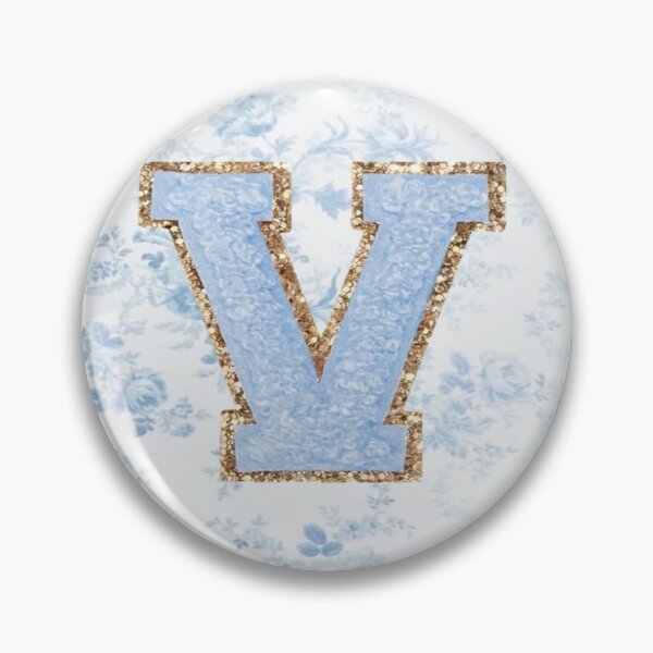 Item preview, Floral blue preppy glitter monogram letter prints V designed and sold by SimplebutSweet.