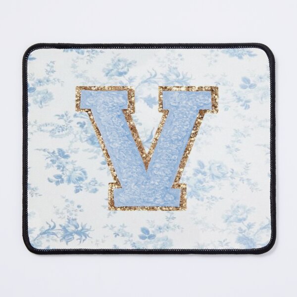 Item preview, Floral blue preppy glitter monogram letter prints V designed and sold by SimplebutSweet.